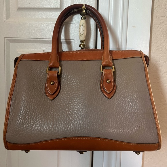 Vintage Dooney & Bourke Brown and Tan All Weather Leather Satchel - Picture 2 of 11